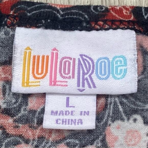 LuLaRoe | Women's Black Red Floral Short Sleeve Top | Large - Picture 3 of 3